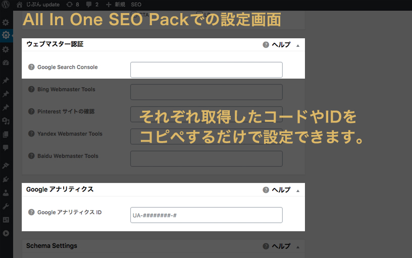 All In One SEO Packの設定例画像